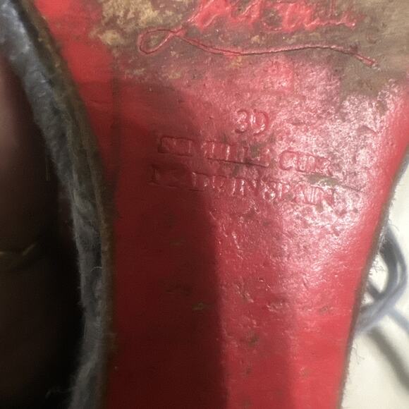 Authentic Christian Louboutin Blue Cream Wedge Lace Up Gladiator Sandals EU 39 - Picture 7 of 8